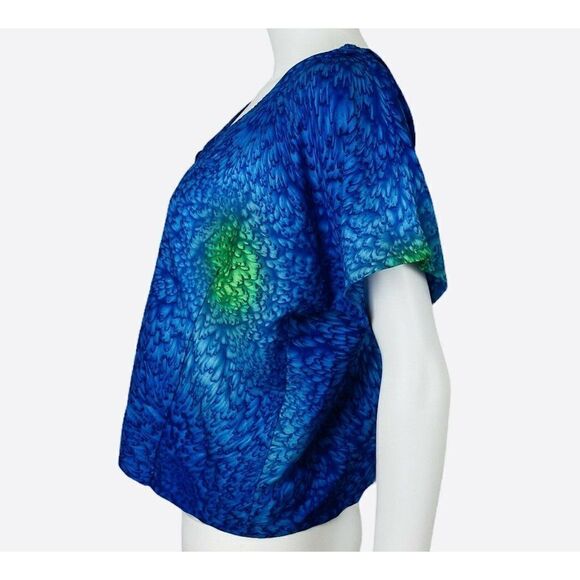 Vintage 90s Rima Hawaiian Crop Top Feathers Petals - Picture 3 of 8